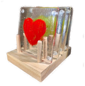 Fused Glass Heart Coaster