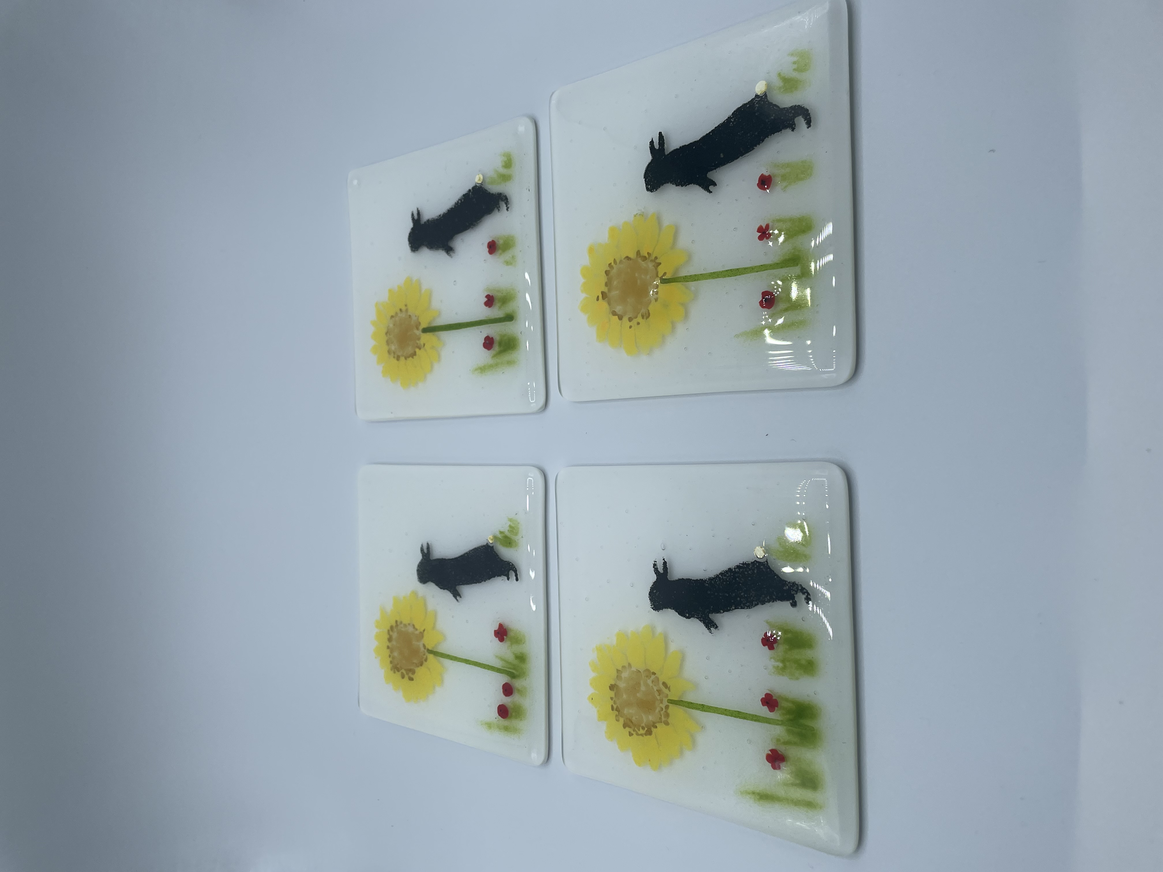 Rabbit and Sunflower Coaster