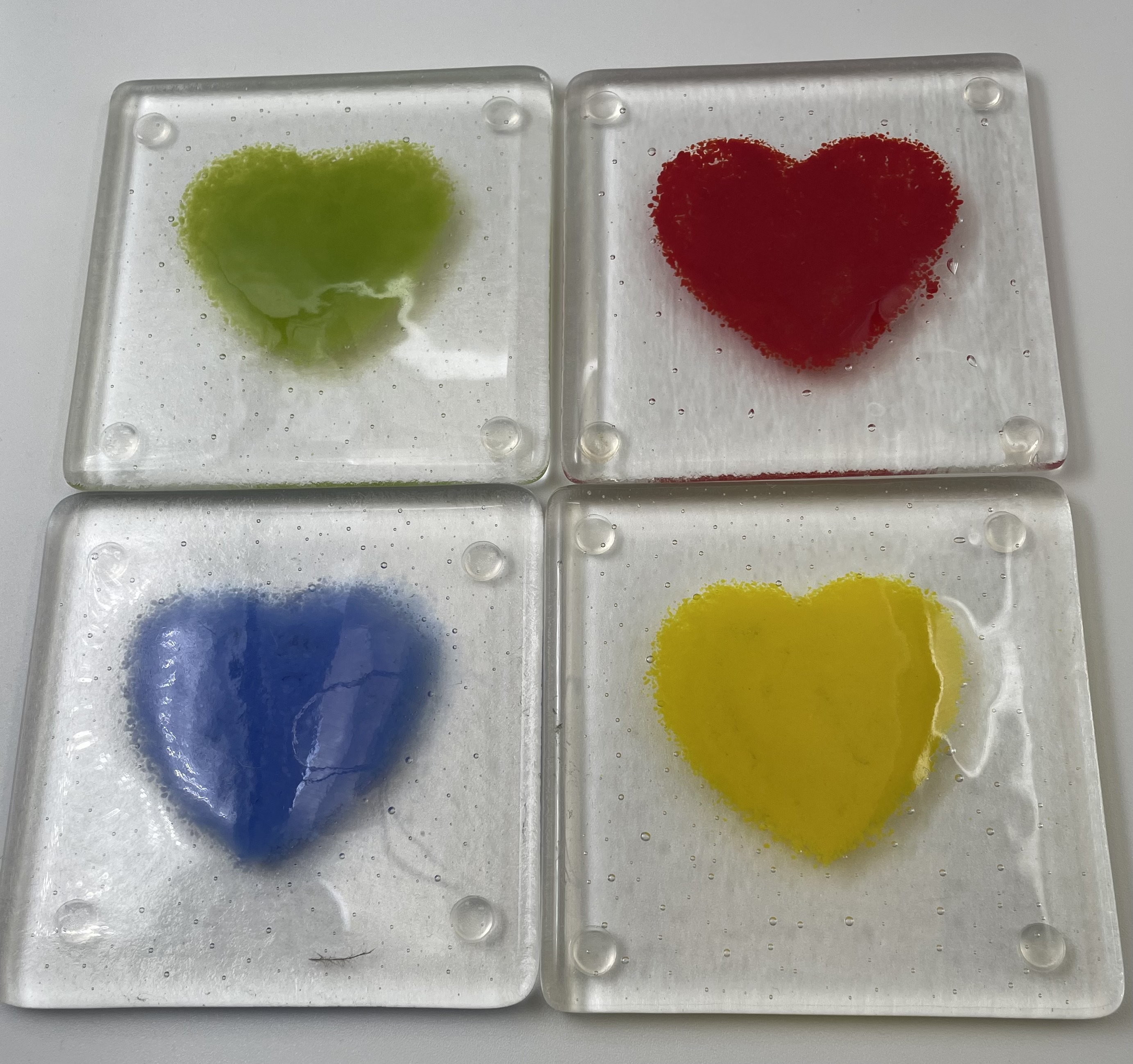 Fused Glass Heart Coaster